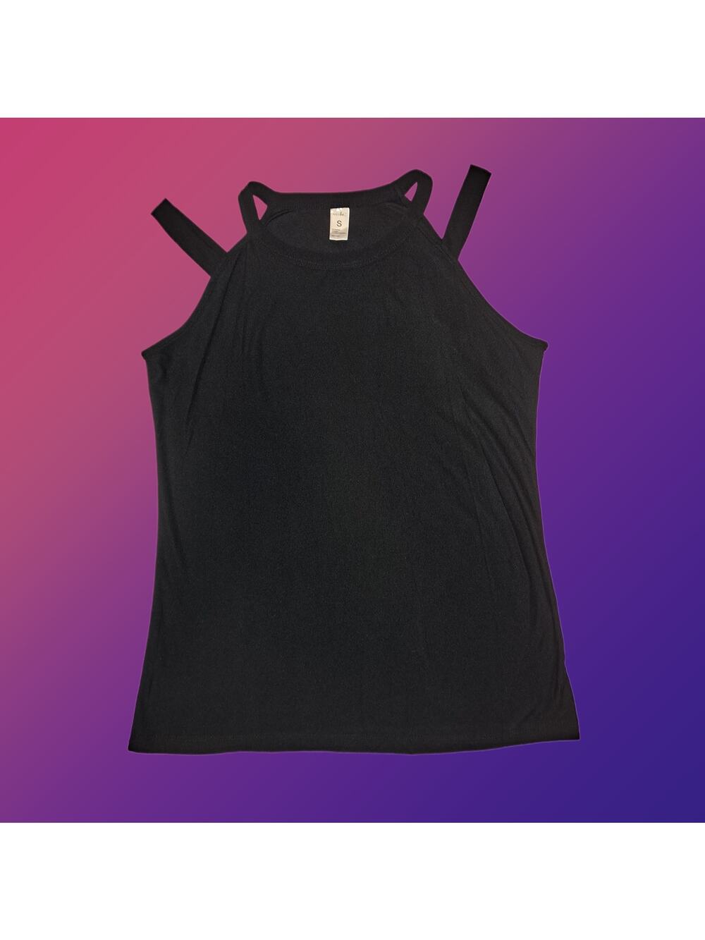 Ladies Small Black Cut Out Sleeve Top Shirt